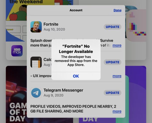 Fortnite no longer available on App Store