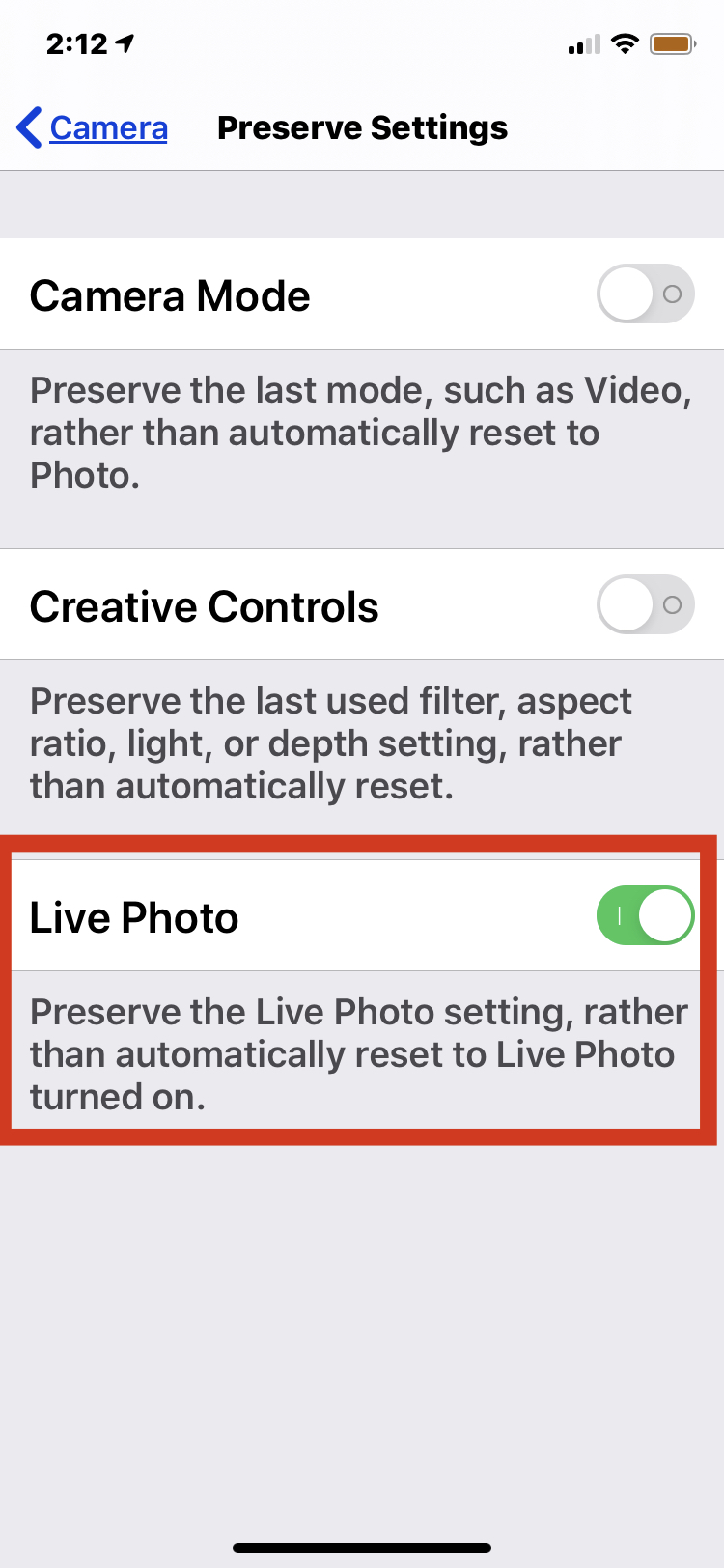 How to turn off Live Photos completely