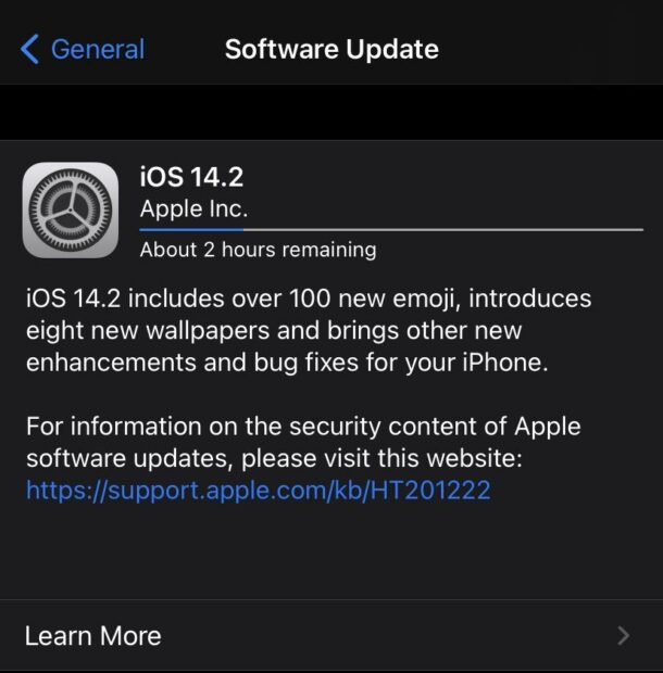 iOS 14.2 GM downloading update