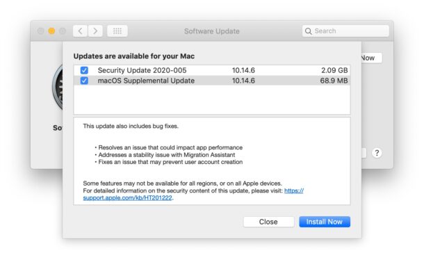 macOS Mojave supplemental update 