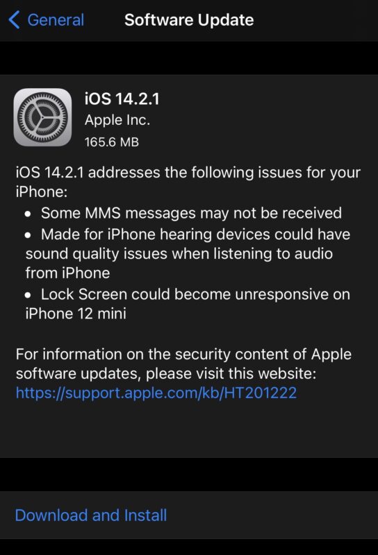 iOS 14.2.1 update