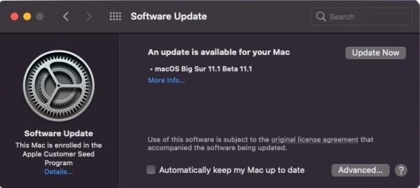 macOS Big Sur 11.1 beta 1