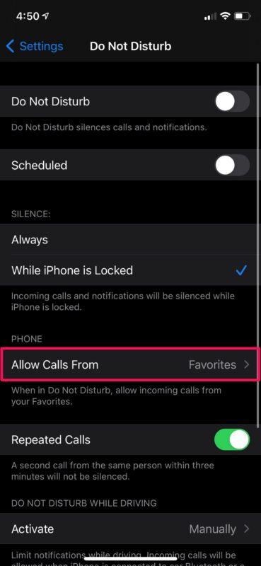 How to Stop Phone Calls from Favorites When DND is Enabled