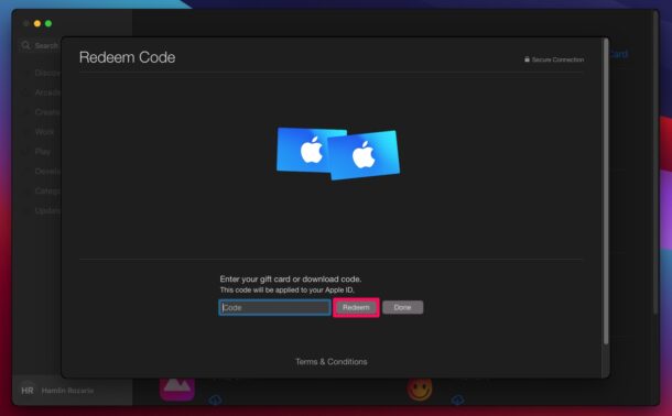 How to use Apple gift card on Mac