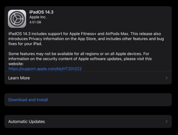 RC for iOS 14.3 and iPadOS 14.3