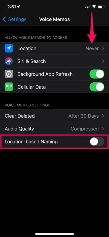 How to Disable Location-Based Naming for Voice Recordings on iPhone