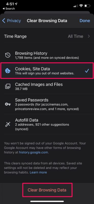 How to Clear Cookies & Website Data on Chrome for iPhone & iPad