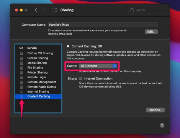 How to use content caching on a Mac