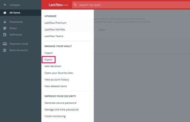 How to Export LastPass Passwords