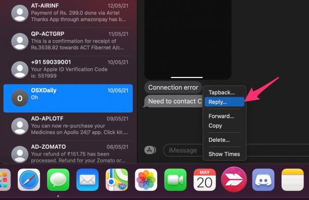 How to Use Inline Replies on Messages for Mac