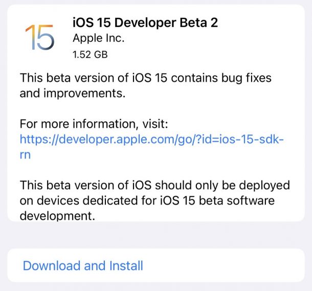 iOS 15 beta 2