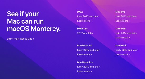 macOS Monterey compatible Macs list