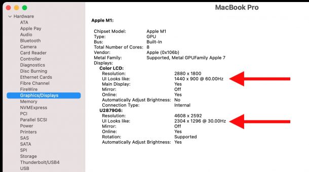 Показывать частоту обновления монитора на Mac