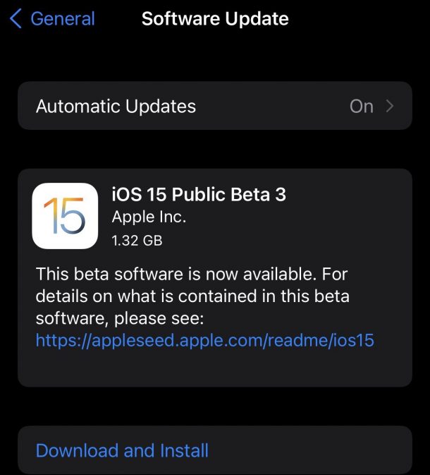 iOS 15 public beta 3