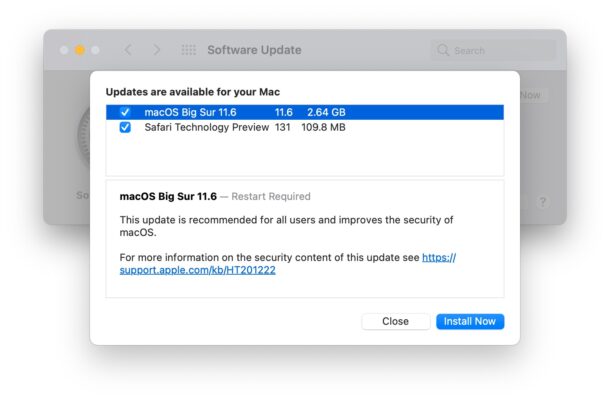 macOS Big Sur 11.6 update