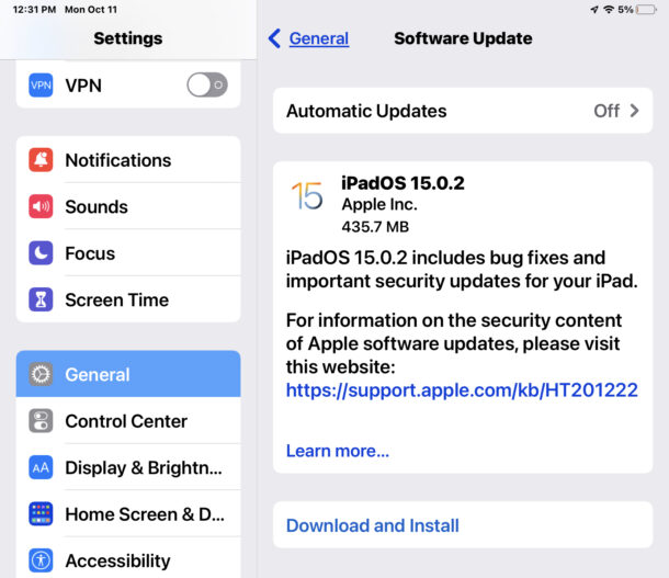 iOS 15.0.2 update