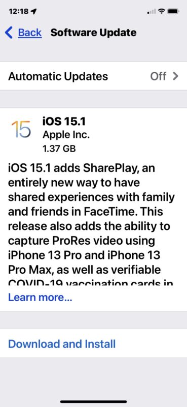 iOS 15.1 update download