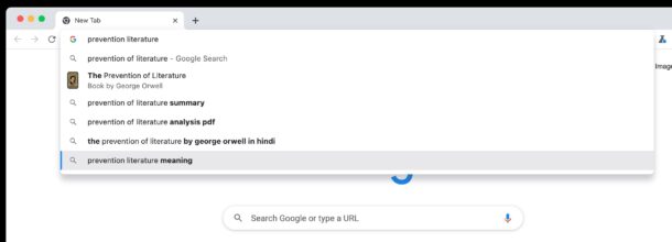 URL/link suggestion removed from Chrome address bar