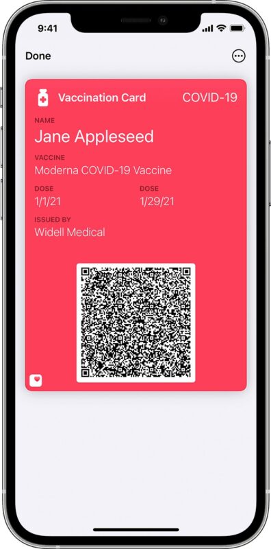 Covid 19 Vaccine passport on iPhone in Wallet app
