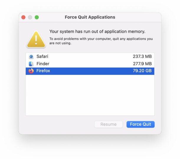 Mac error Your system has run out of memory