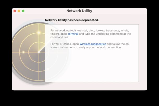 Network Utility has been deprecated on MacOS