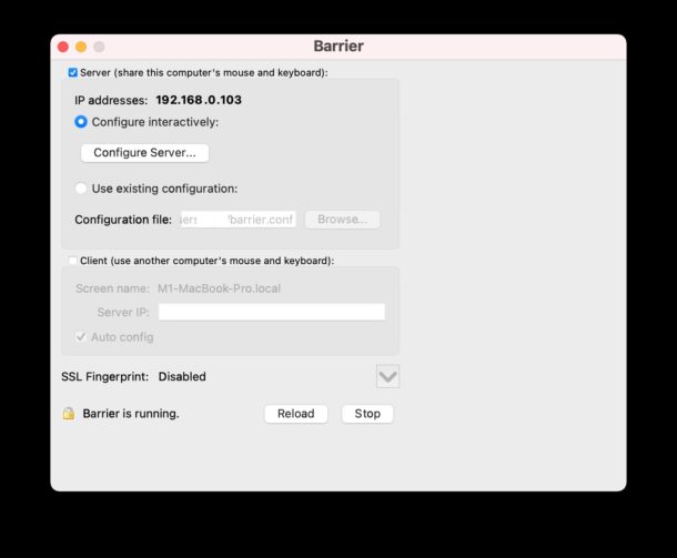 Mac Barrier server configuration