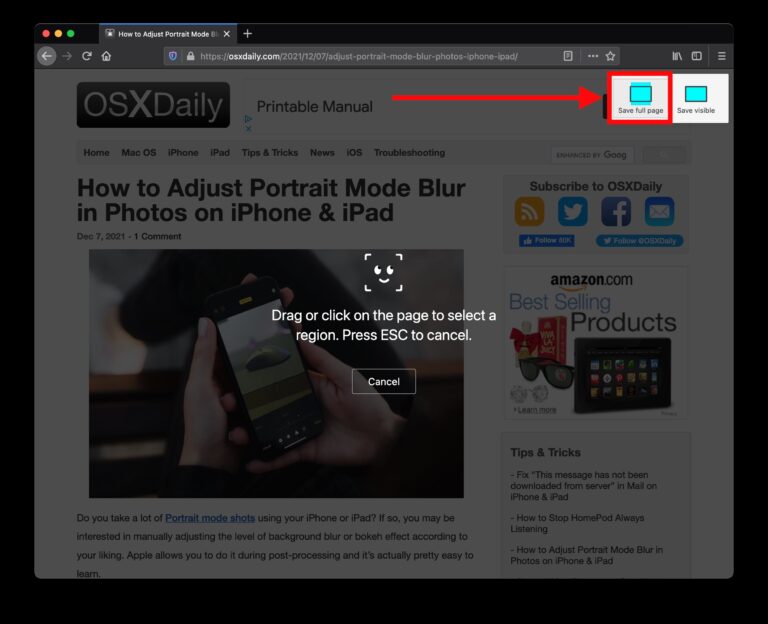 How to Take Full Web Page Screen Shots on Mac the Easy Way - OS X Daily