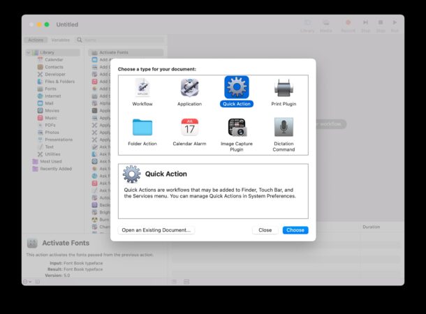 Make a Quick Action in Automator