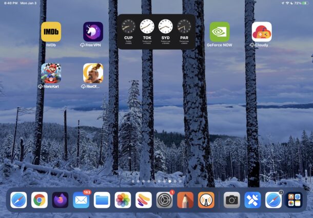 Add and place the widget on the iPad Home Screen