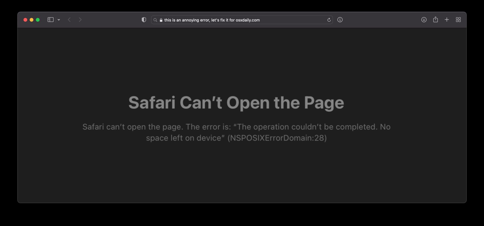 safari error message
