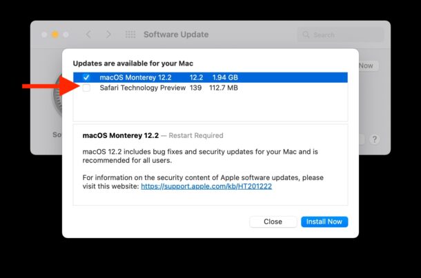 Selectively install system software updates on Mac