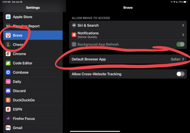 Change your default web browser app on iPhone or iPad