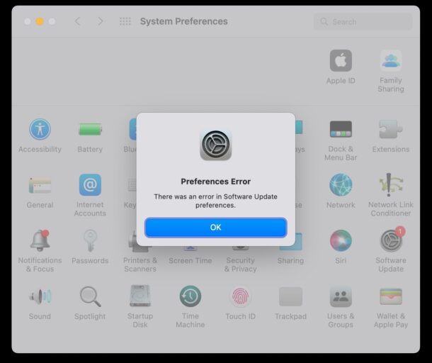 Preferences error on Mac