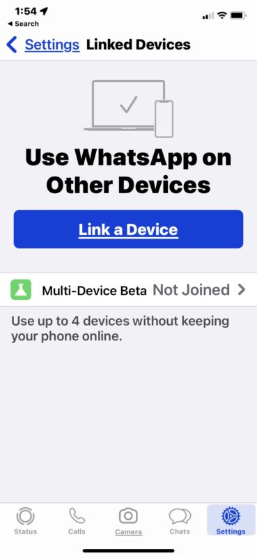 Link a device to WhatsApp on iPhone