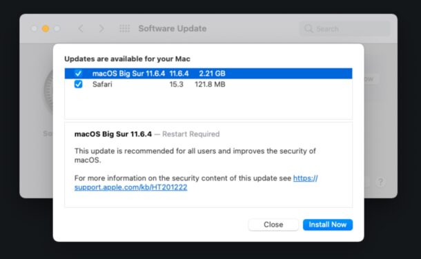 macOS Big Sur update 11.6.4