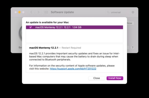 macOS Monterey 12.2.1 update