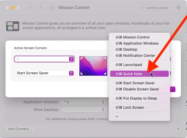 Set Hot Corner for Quick Note on Mac