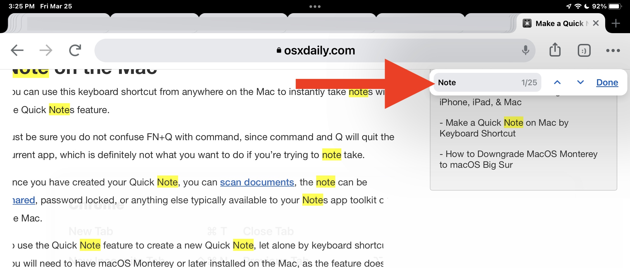 How to Control-F Search on iPad Keyboard in Safari, Chrome, PDF, Notes, Files, etc | OSXDaily