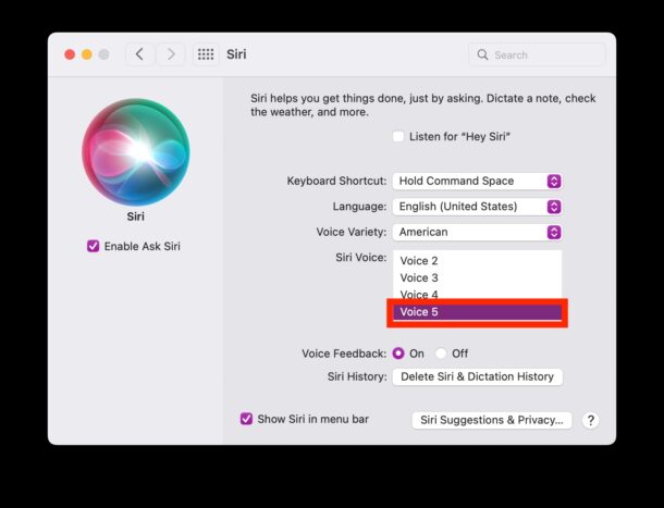 Use the Gender neutral Siri voice on Mac with Voice 5