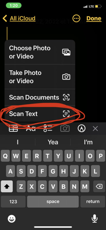 How to scan text into Notes app on iPhone and iPad