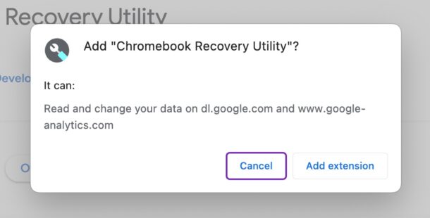 Add Chrome OS Recovery extension