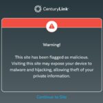 CenturyLink warning site could be malicious error McAfee security