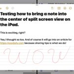 Centered Note in Split Screen View on iPad