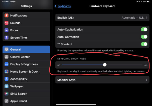 How to change iPad magic keyboard backlight brightness