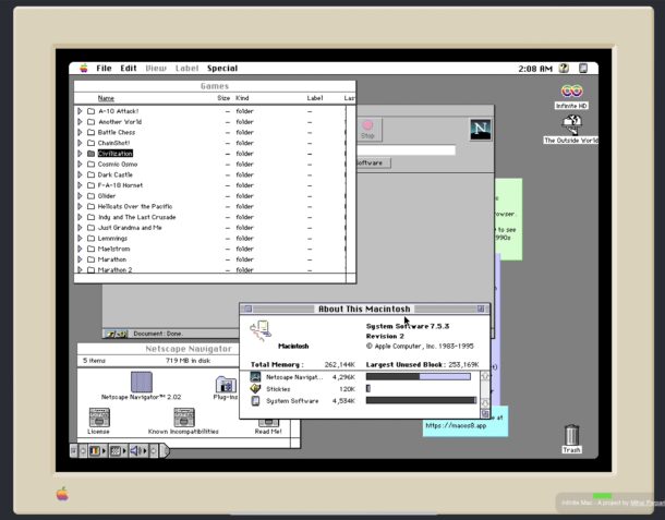 Macintosh System 7.5.3 running in a web browser