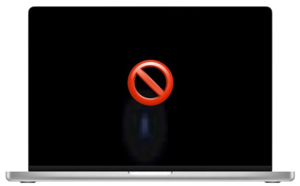 Mac boots into a prohibited symbol circle with a line through it