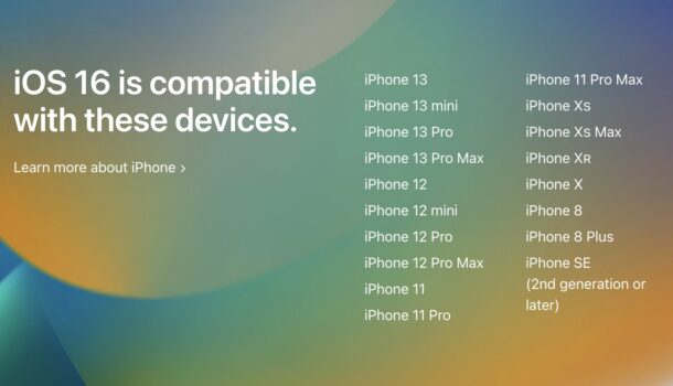 iOS 16 compatible devices