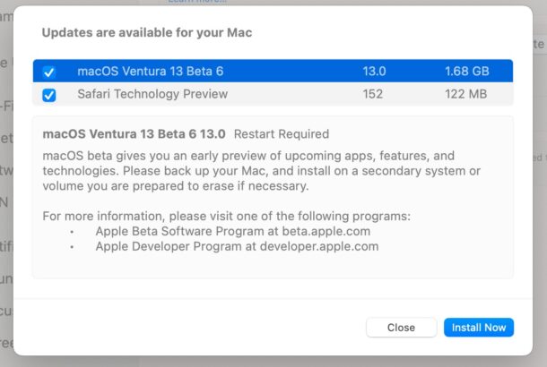 MacOS Ventura beta 6