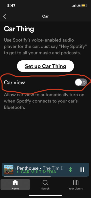 How to disable Spotify car mode