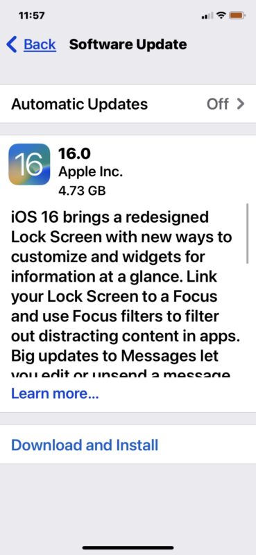 iOS 16 software update